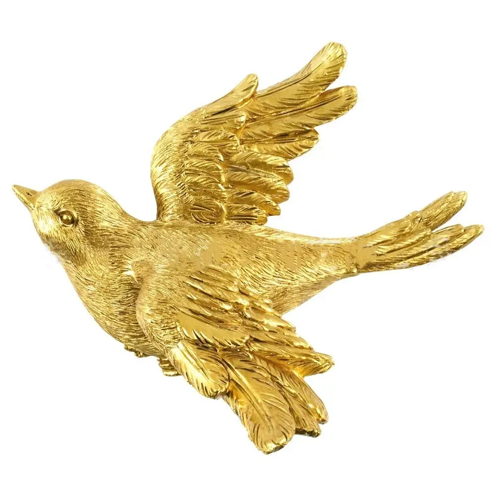 Golden bird and butterfly resin wall decor for living room