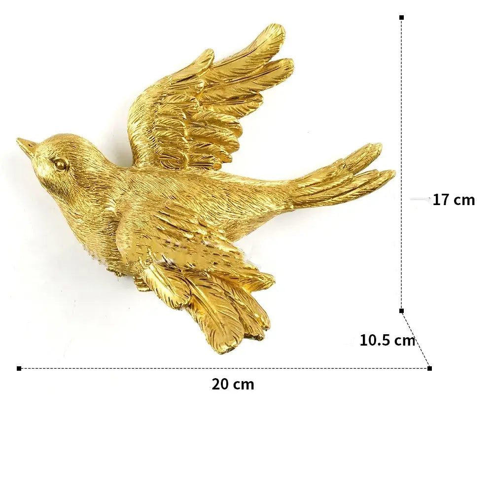 Golden bird and butterfly resin wall decor for living room