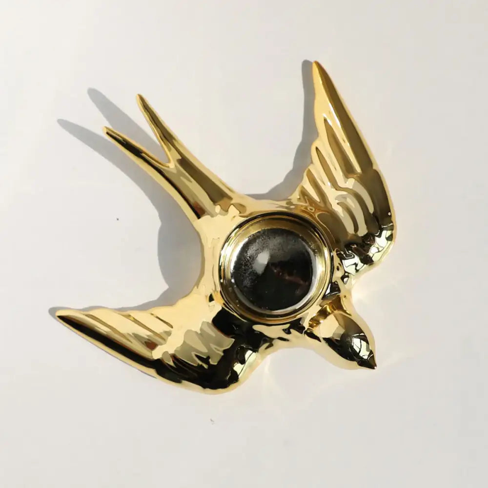 Golden bird ceramic candle holder tray wedding dining room decor