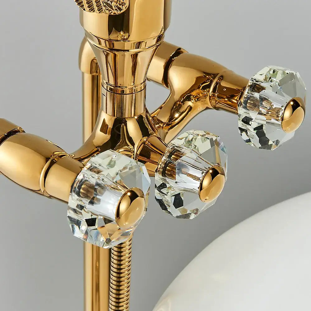 Golden bird freestanding bathtub faucet with crystal handles bathroom
