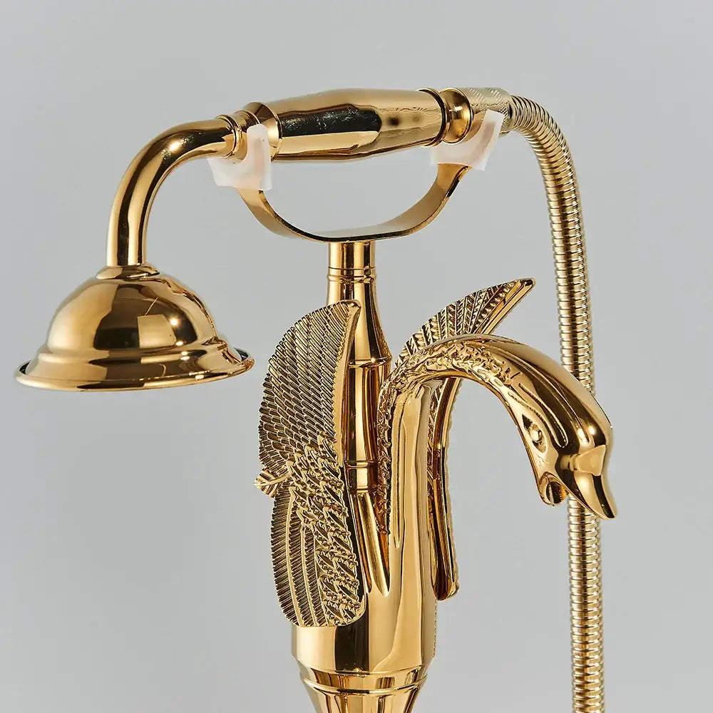 Golden bird freestanding bathtub faucet with crystal handles bathroom