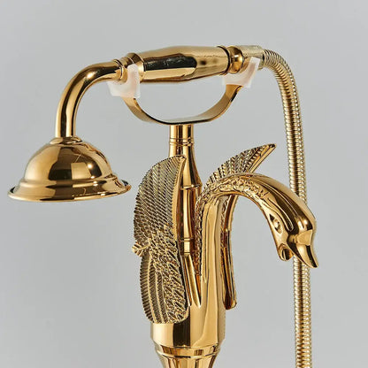 Golden bird freestanding bathtub faucet with crystal handles bathroom