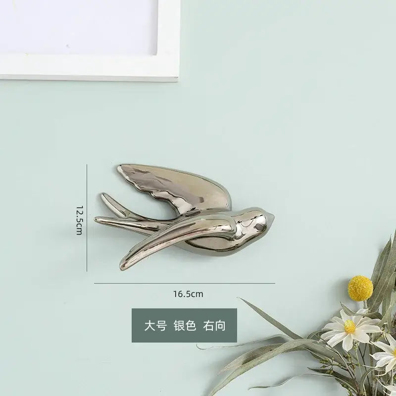 Golden bird swallow sculpture gold & silver wall decor living room