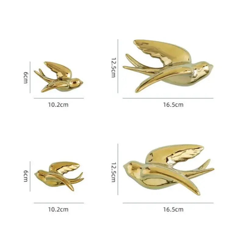 Golden bird swallow sculpture gold & silver wall decor living room