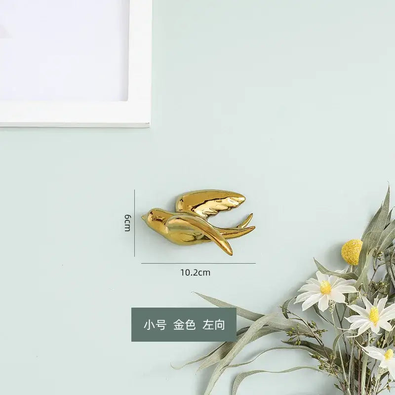 Golden bird swallow sculpture gold & silver wall decor living room