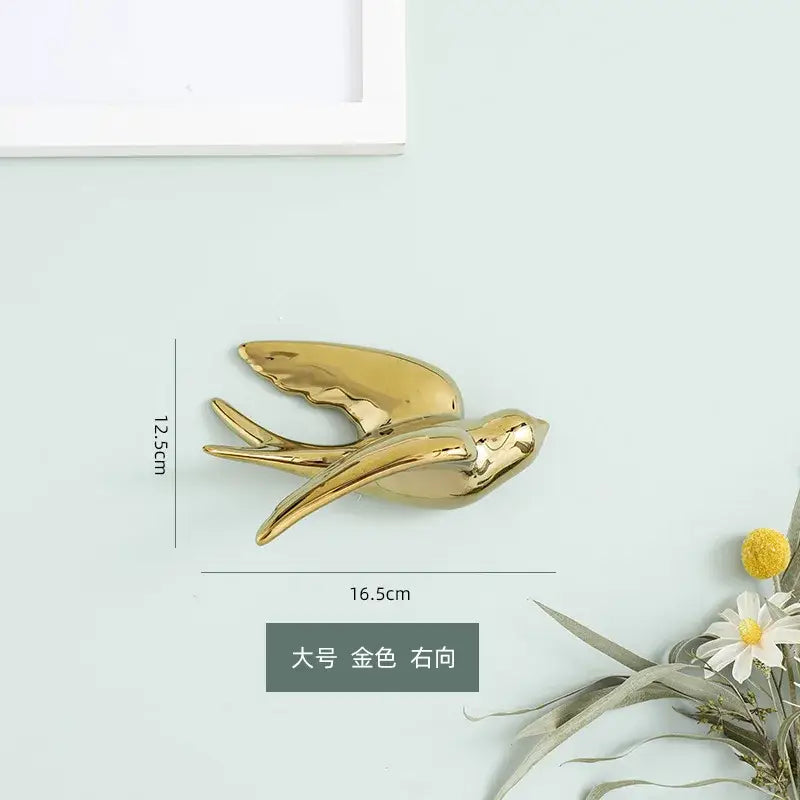 Golden bird swallow sculpture gold & silver wall decor living room