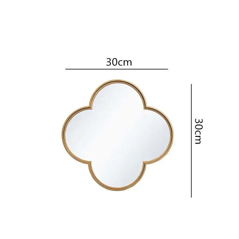 Golden border geometric plum flower mirror set – living room wall decor