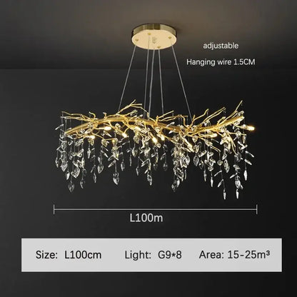 Golden branch crystal chandelier for living room and bedroom