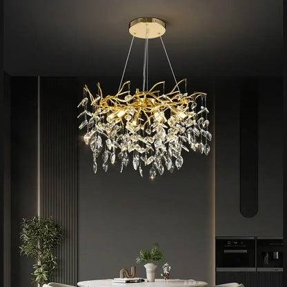 Golden branch crystal chandelier for living room and bedroom