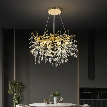 Golden branch crystal chandelier for living room and bedroom