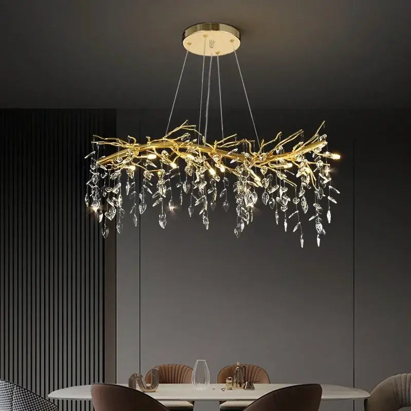 Golden branch crystal chandelier for living room and bedroom