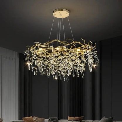 Golden branch crystal chandelier for living room and bedroom