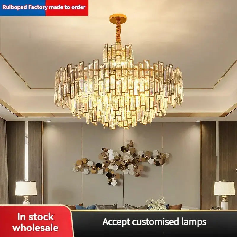Golden branch crystal chandelier for living room
