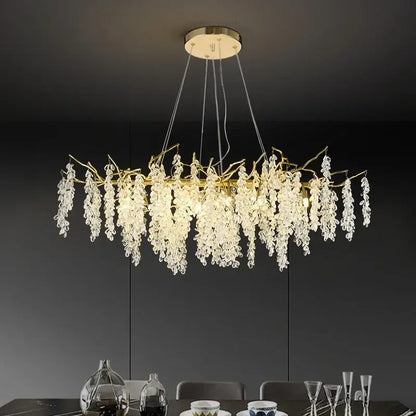 Golden branch crystal chandelier living room grapevine light