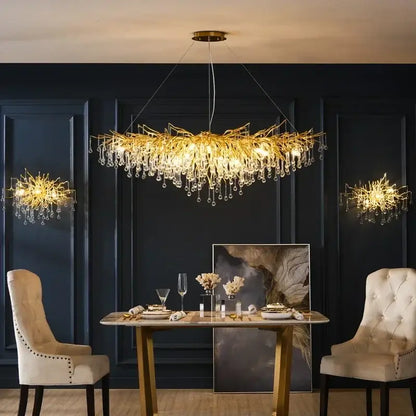 Golden branch crystal chandelier – living room luxury lighting