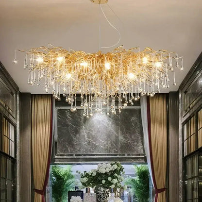Golden branch crystal chandelier – living room luxury lighting