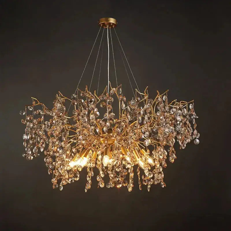 Golden branch crystal led chandelier dining room luxury lamp