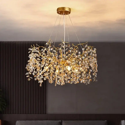Golden branch crystal led chandelier dining room luxury lamp