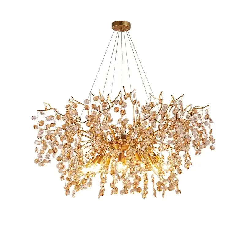Golden branch crystal led chandelier dining room luxury lamp