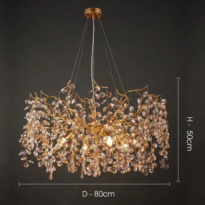 Golden branch crystal led chandelier dining room luxury lamp