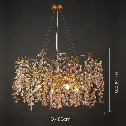Golden branch crystal led chandelier dining room luxury lamp