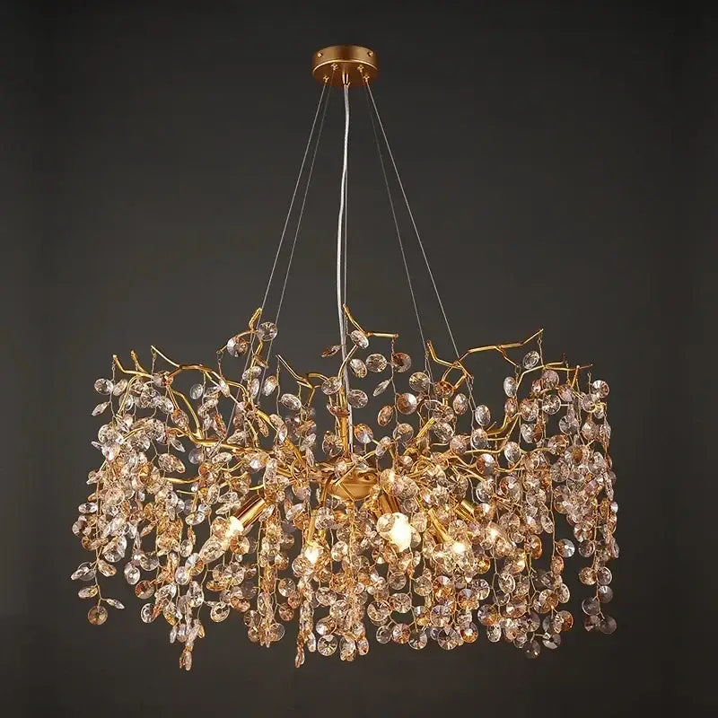 Golden branch crystal led chandelier dining room luxury lamp