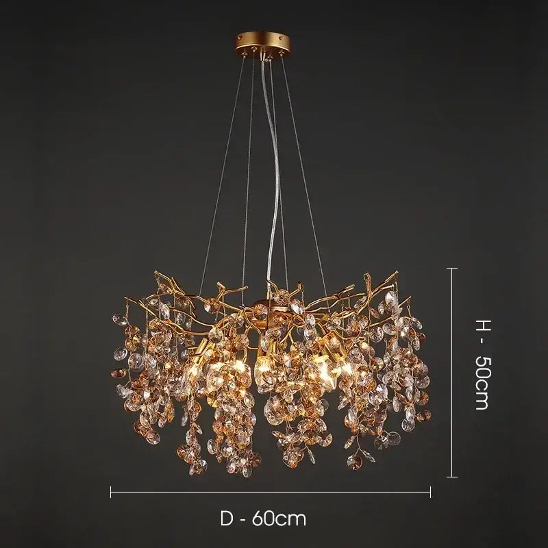 Golden branch crystal led chandelier dining room luxury lamp