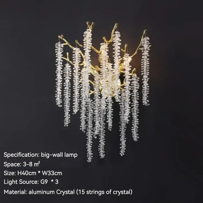 Golden branch crystal metal chandelier dining room hanging lamp