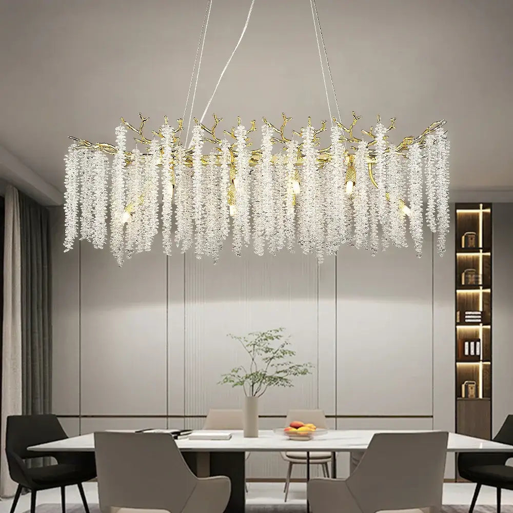 Golden branch crystal metal chandelier dining room hanging lamp