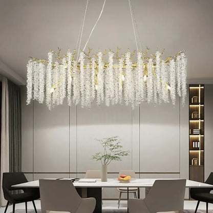 Golden branch crystal metal chandelier dining room hanging lamp