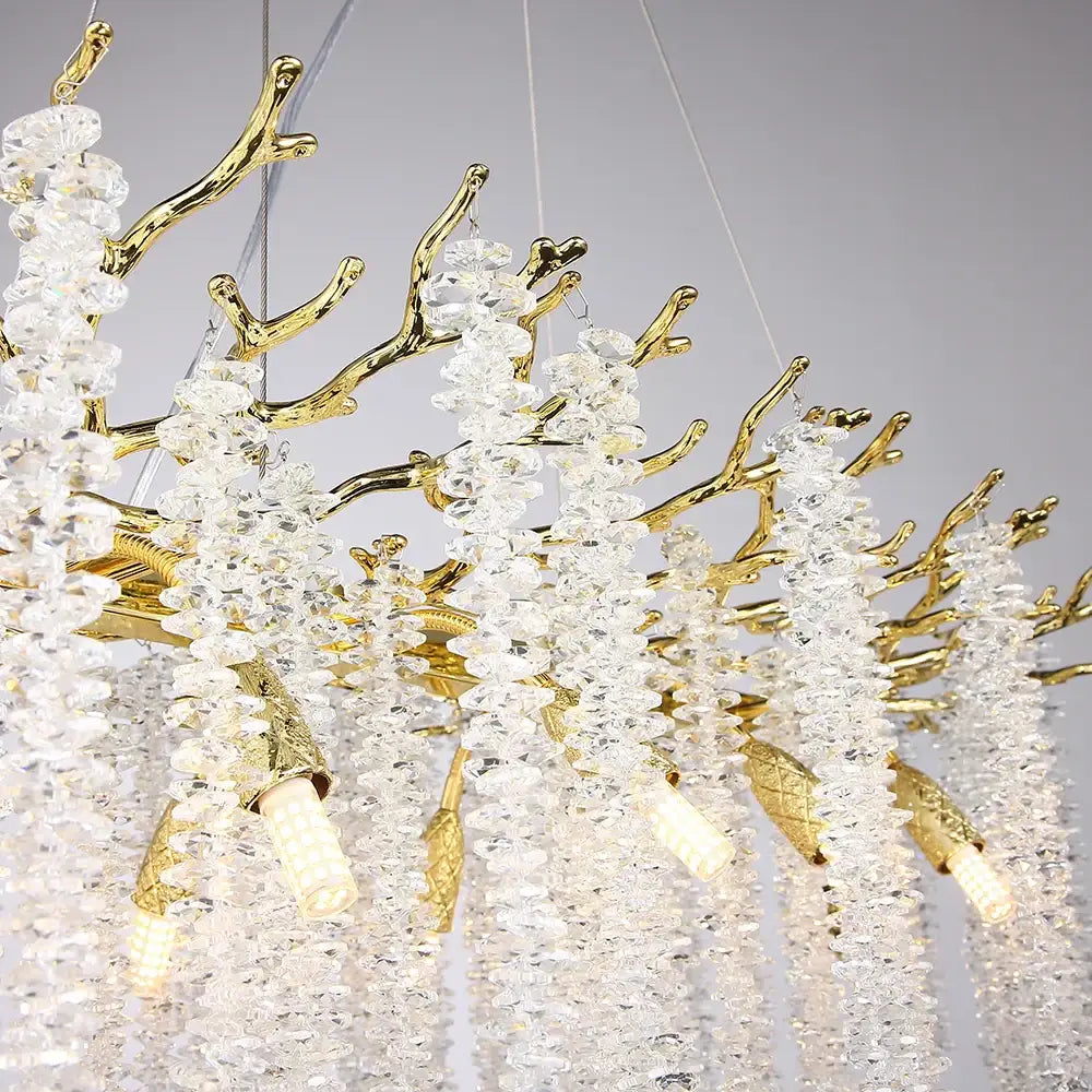 Golden branch crystal metal chandelier dining room hanging lamp