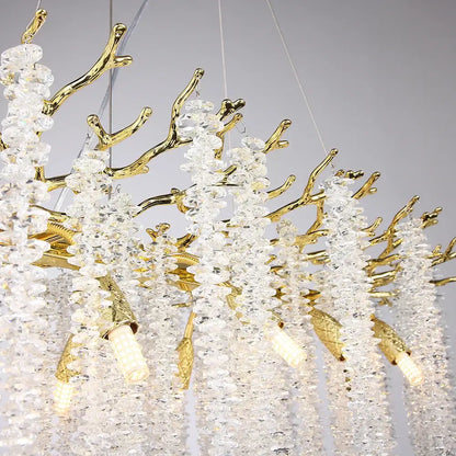 Golden branch crystal metal chandelier dining room hanging lamp