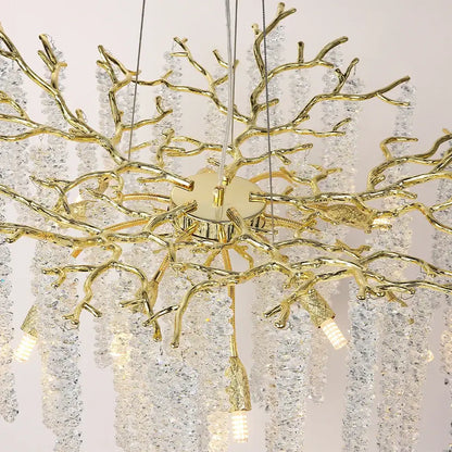Golden branch crystal metal chandelier dining room hanging lamp