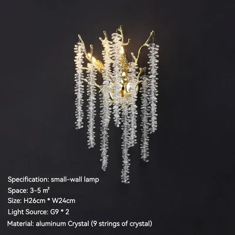 Golden branch crystal metal chandelier dining room hanging lamp