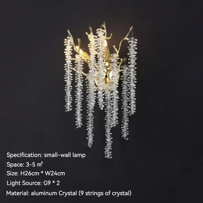 Golden branch crystal metal chandelier dining room hanging lamp