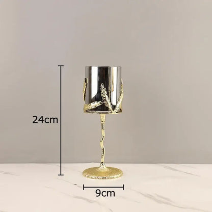 Golden branches candle holders dining room gold leaf glass decor