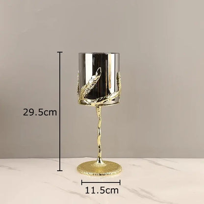 Golden branches candle holders dining room gold leaf glass decor