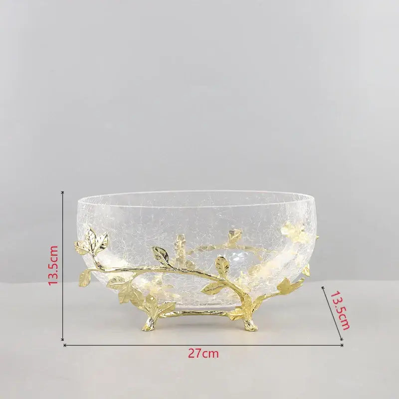 Golden branches crackled glass bowl set kitchen decor