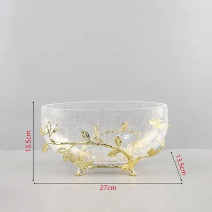 Golden branches crackled glass bowl set kitchen decor