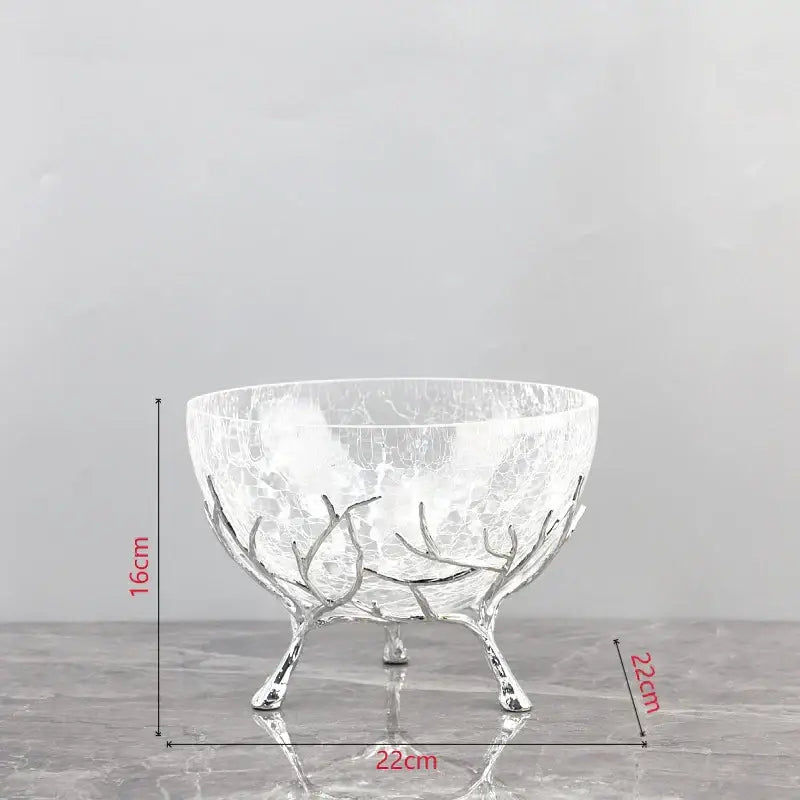 Golden branches crackled glass bowl set kitchen decor
