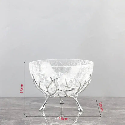 Golden branches crackled glass bowl set kitchen decor