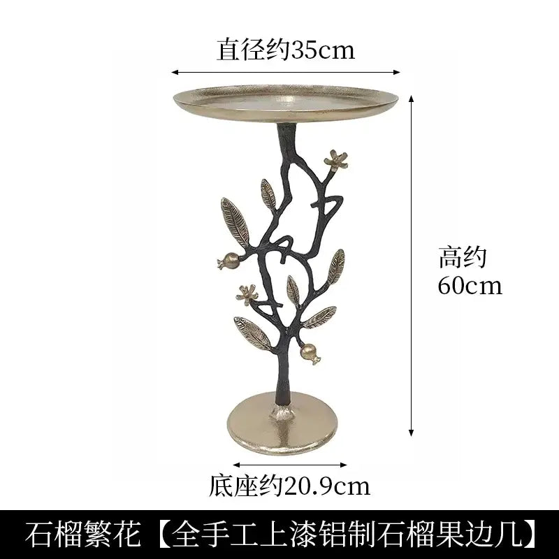 Golden brass bird tree side table living room decor