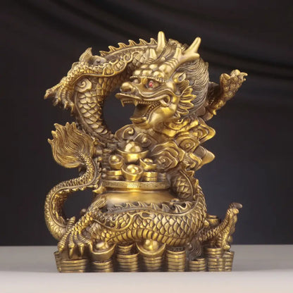 Golden brass dragon zodiac copper bowl ornament living room decor