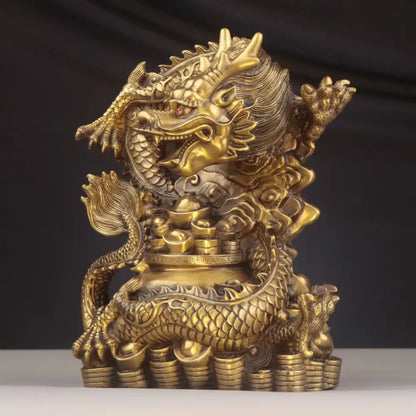 Golden brass dragon zodiac copper bowl ornament living room decor