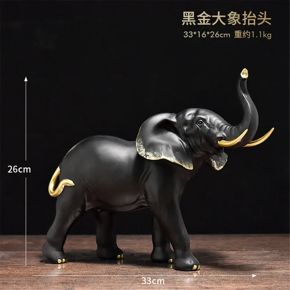 Golden brass elephant resin sculpture living room decor