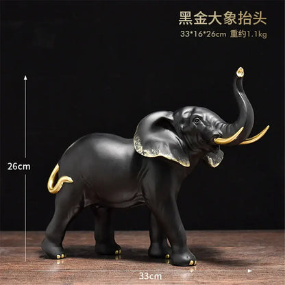 Golden brass elephant resin sculpture living room decor