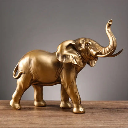 Golden brass elephant resin sculpture living room decor
