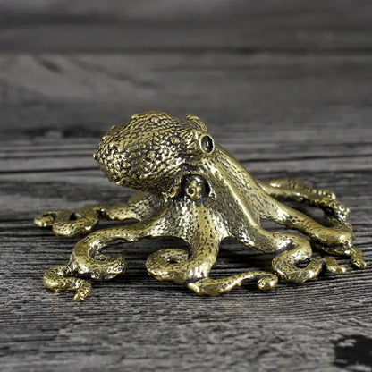 Golden brass octopus sculpture living room decor figurine