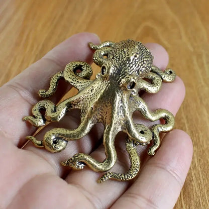 Golden brass octopus sculpture living room decor figurine