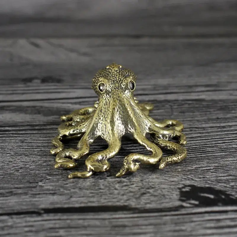 Golden brass octopus sculpture living room decor figurine